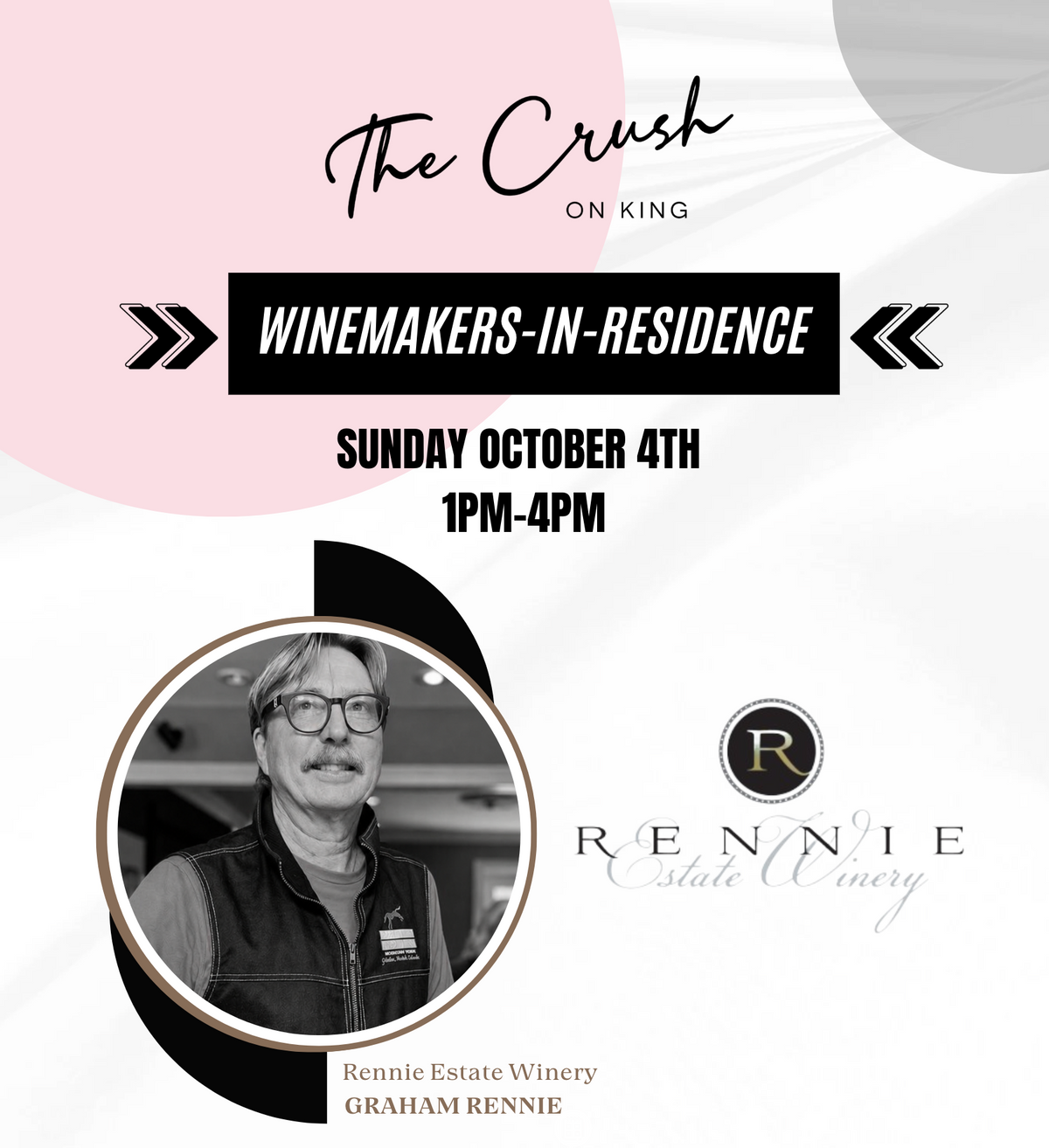 Sunday October 4 - Rennie Estate Winery - Taste From Vineyard to Glass
